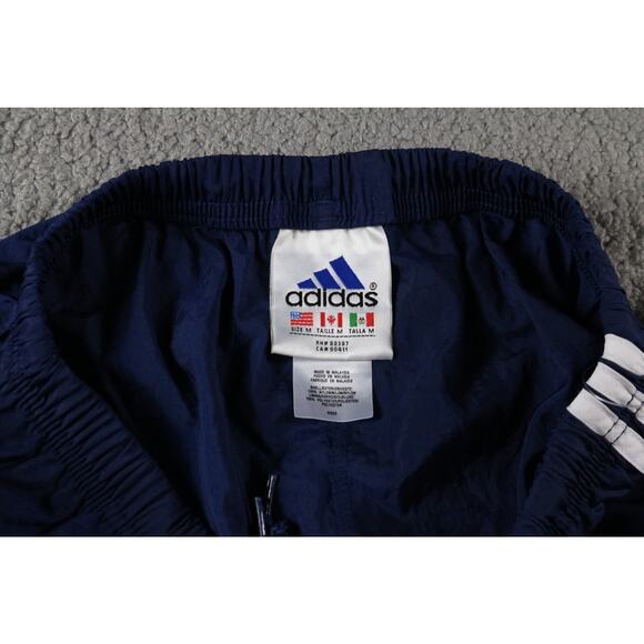 New Adidas Mens Shorts M Blue Striped Pockets Not Lined Vintage 90s Y2K - Picture 5 of 6
